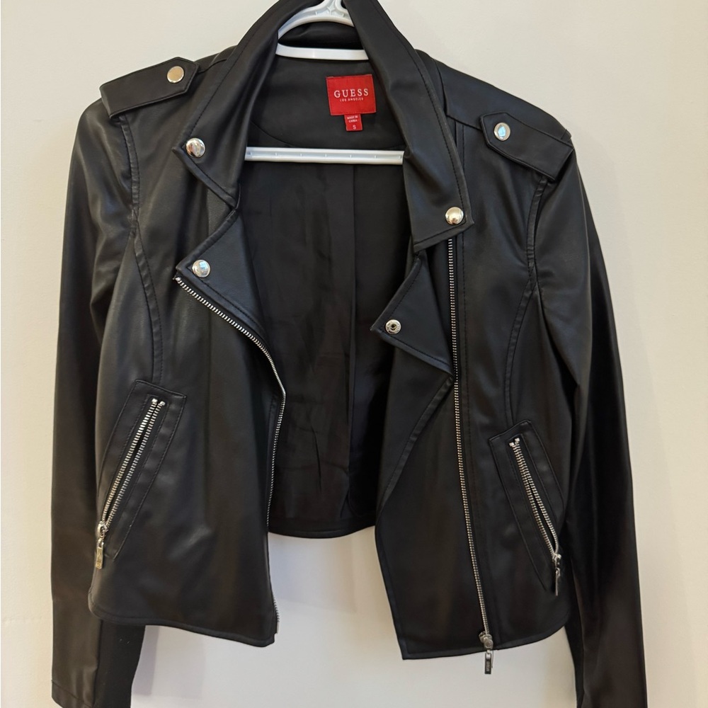 Guess Women's Black Moto Leather Jacket